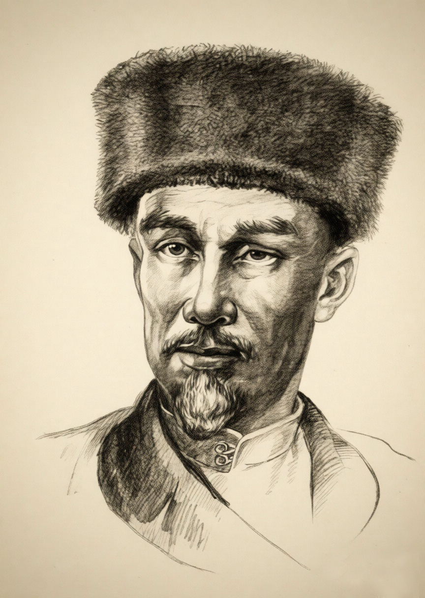 Каюм Насыйри портреты (бу рәсем әдипнең шәкертләре һәм танышлары тарафыннан хупланып, СССР Фәннәр академиясе Казан филиалының Тел, әдәбият һәм тарих институтының гыйльми советы тарафыннан раслана). Байназар Әлминов эше. 1950 ел.